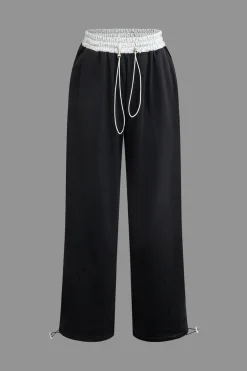Color Block Drawstring Trousers