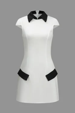 Color Block Fake Pocket Mini Dress