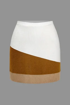 Color Block Knit Mini Skirt