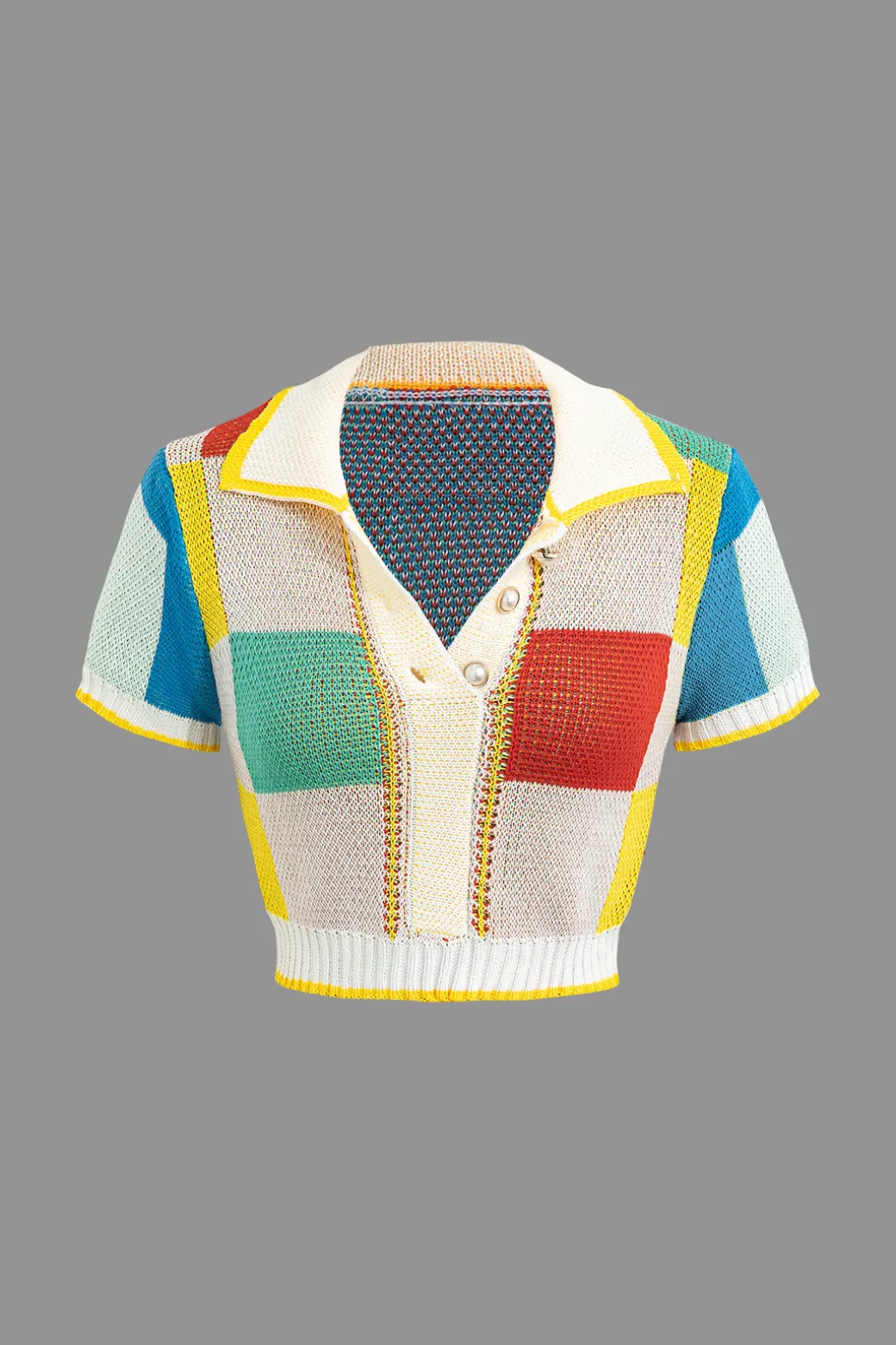 Color Block Knit Top and Split Mini Skirt Set