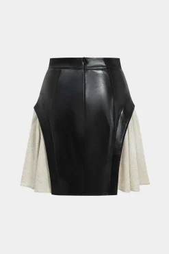Color Block Patchwork Ruched Zipper Skirt