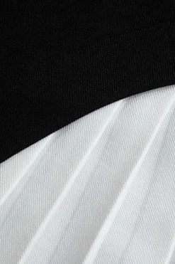 Color Block Pleated Asymmetrical Skirt