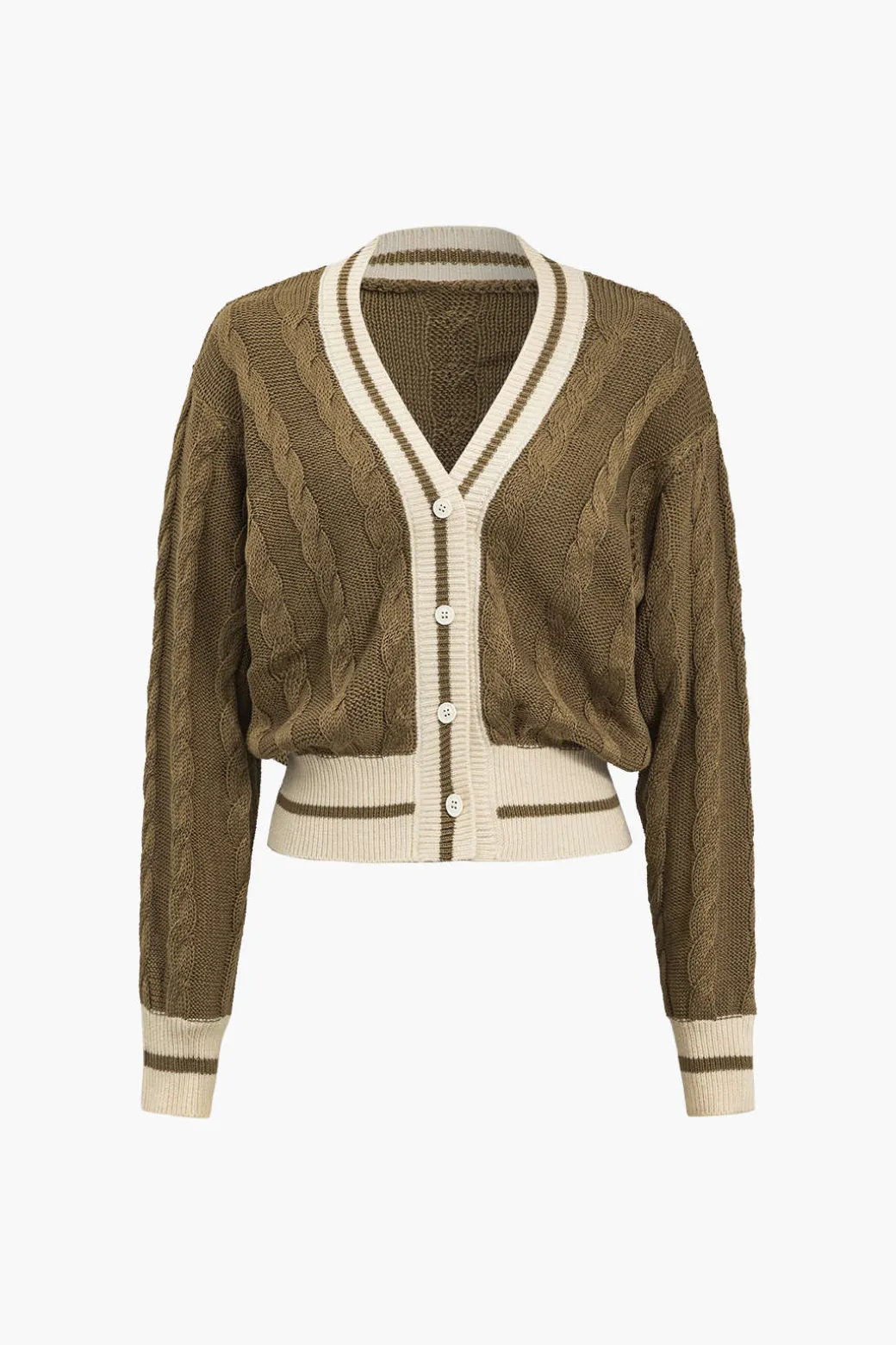 Color Block Print Button Sweater Cardigan