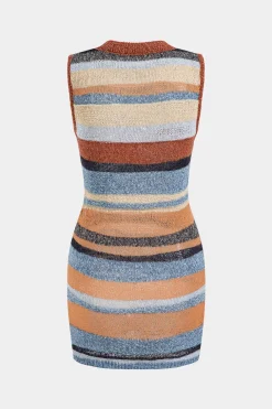 Color Block Print Knit Cut Out Sleeveless Dress