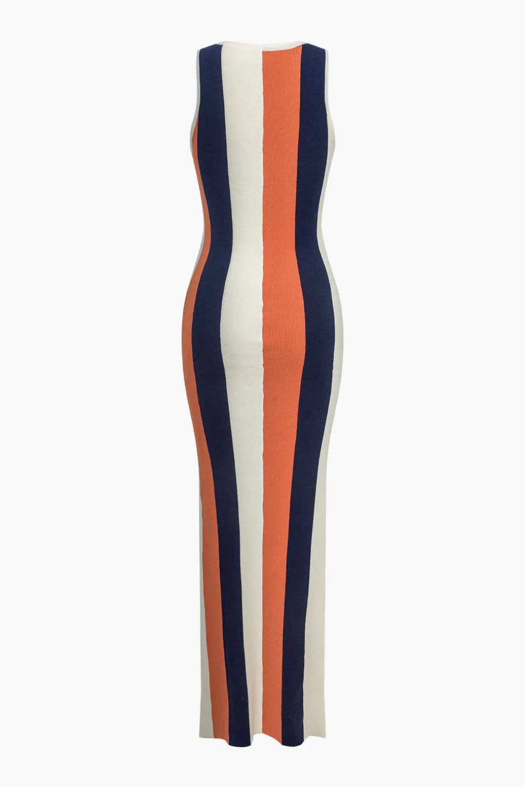 Color Block Print Knit Slit Maxi Dress
