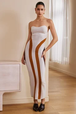 Color Block Print Knit Slip Maxi Dress