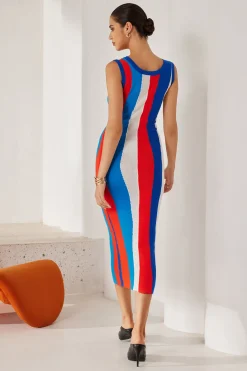 Color Block Print Knit Tank Maxi Dress