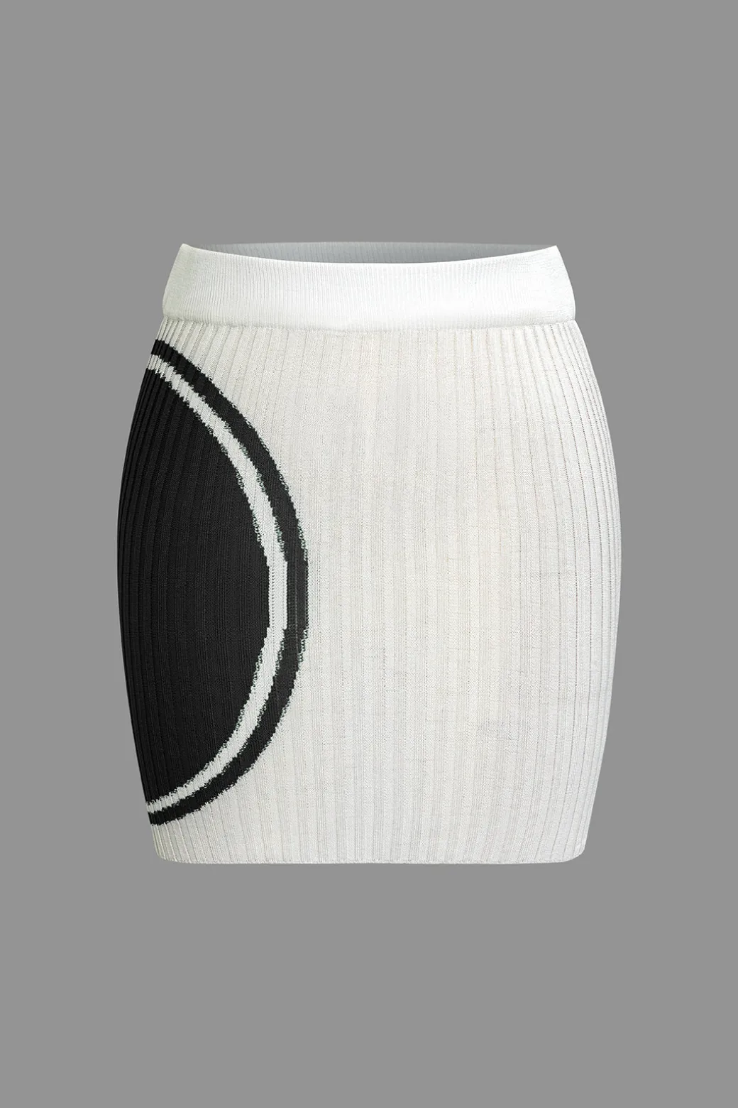 Color Block Print Knit Tie Side Asymmetrical Mini Skirt Set