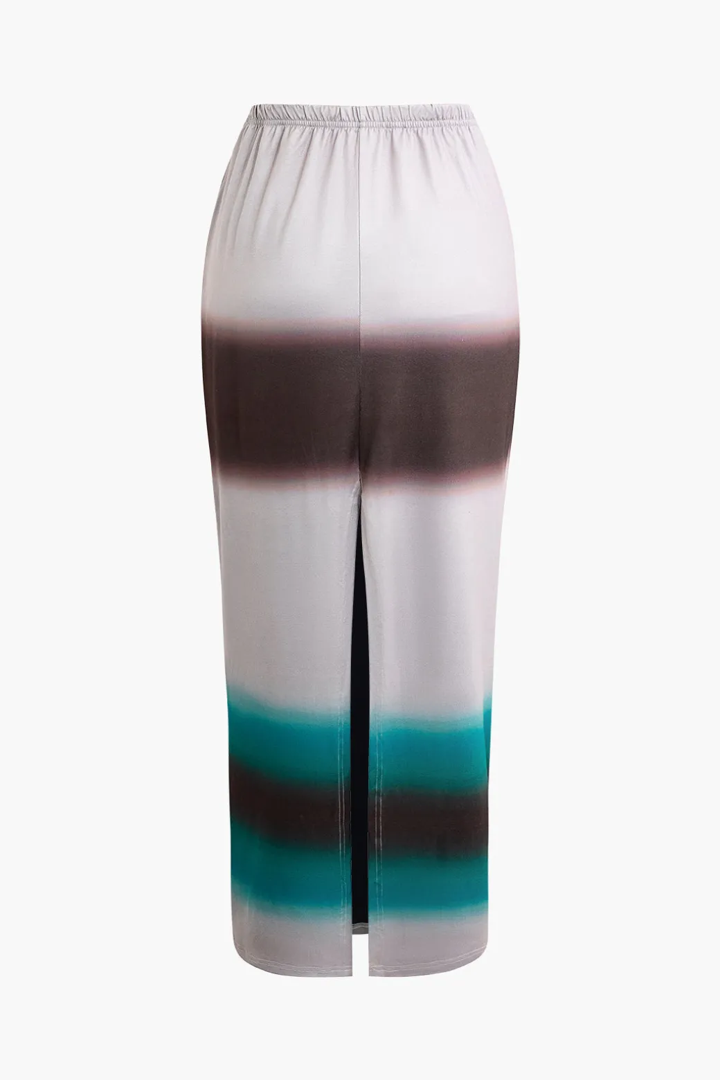 Color Block Print Slit Midi Skirt