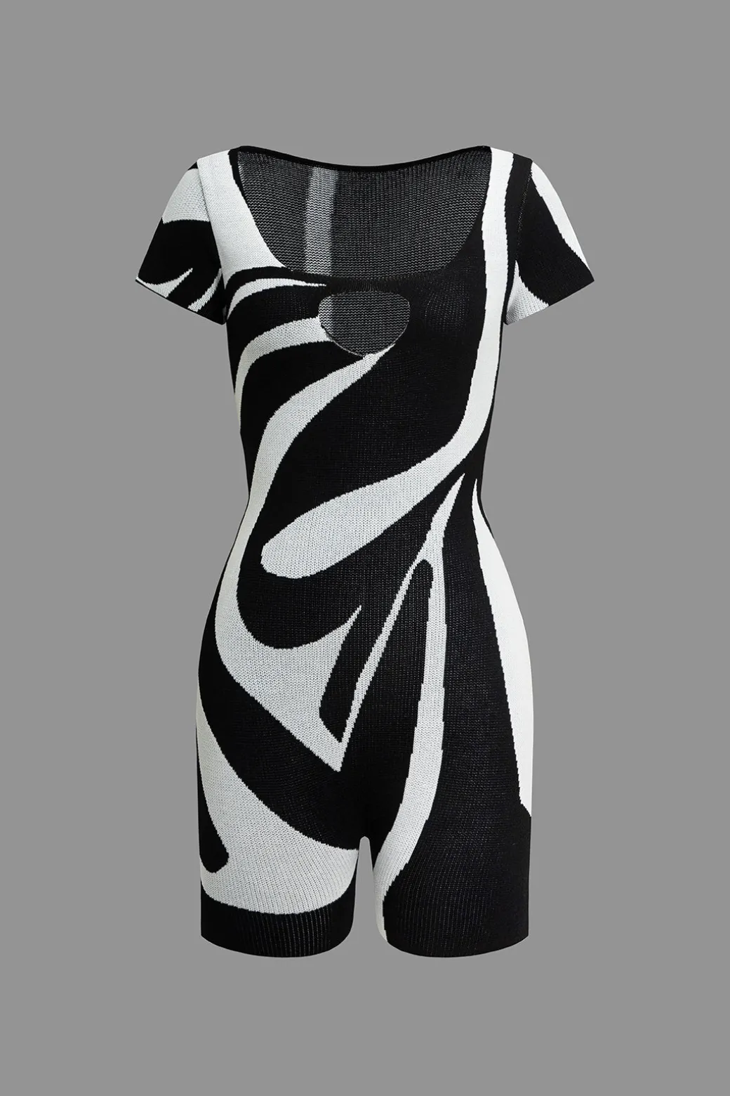 Color Block Print Stripe Cut Out Romper