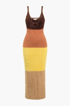 Color Block Print Sweater Cut Out Sweater Dress