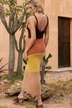 Color Block Print Sweater Cut Out Sweater Dress