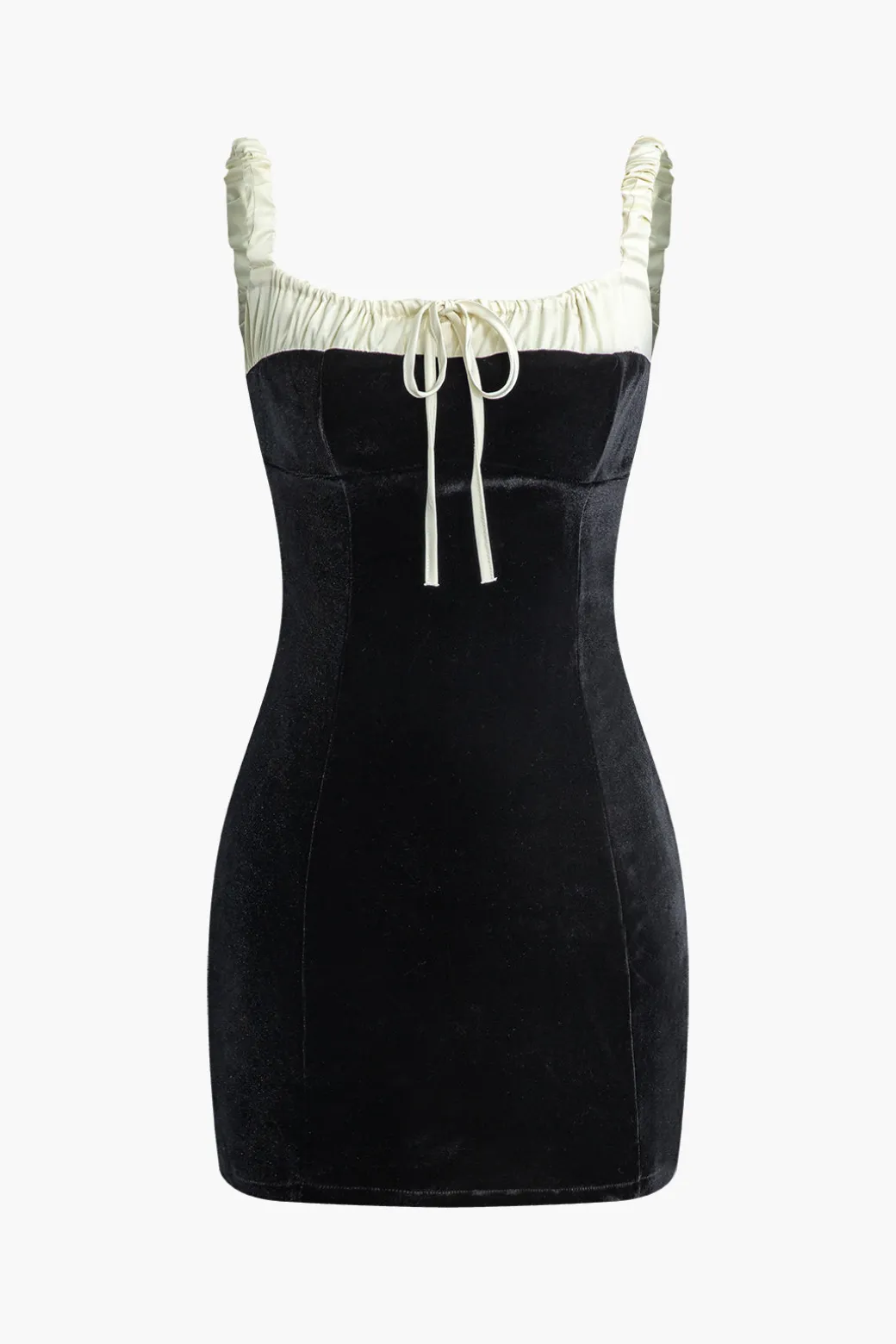 Color Block Ruched Drawstring Mini Dress
