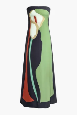 Color Block Strapless Slit Maxi Dress