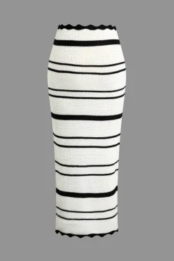 Color Block Stripe Knit Cami Top And Skirt Set
