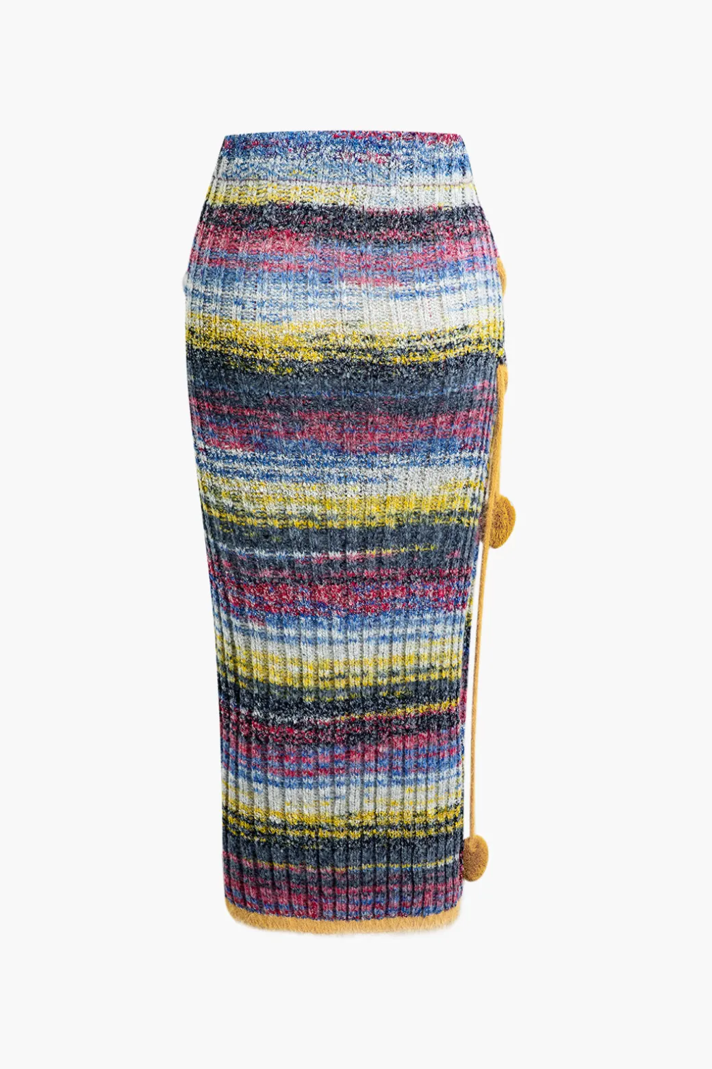 Color Block Sweater Fringe Trim Skirt