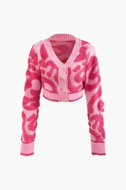 Colorblock V-neck Knit Button Up Cardigan