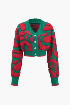 Colorblock V-neck Knit Button Up Cardigan