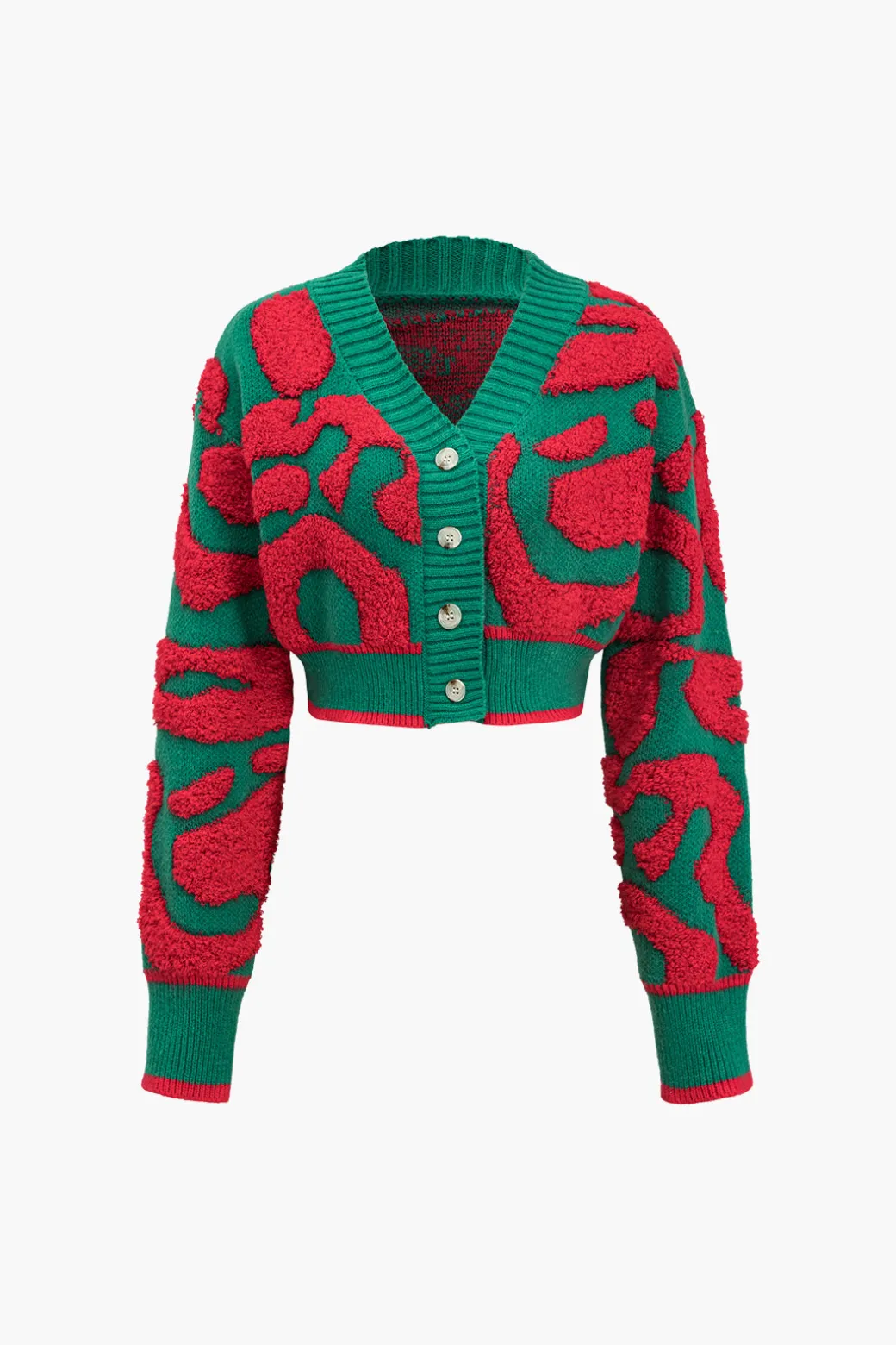 Colorblock V-neck Knit Button Up Cardigan