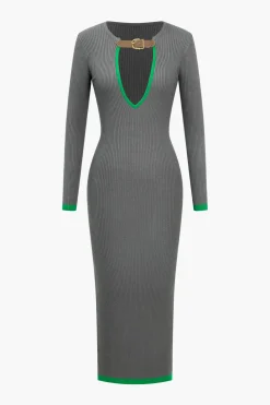 Contrast Cut Out Knit Dress