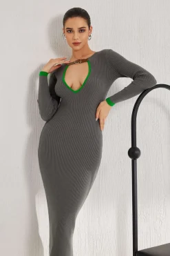 Contrast Cut Out Knit Dress