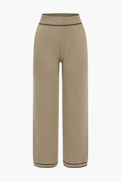 Contrast Binding Knit Top And Pants Set
