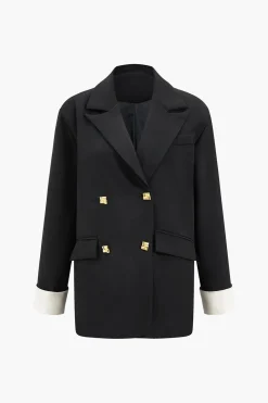 Contrast Button Pocket Blazer
