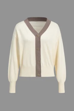 Contrast Button Sweater Cardigan