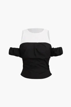 Contrast Cold Shoulder Tee