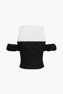 Contrast Cold Shoulder Tee