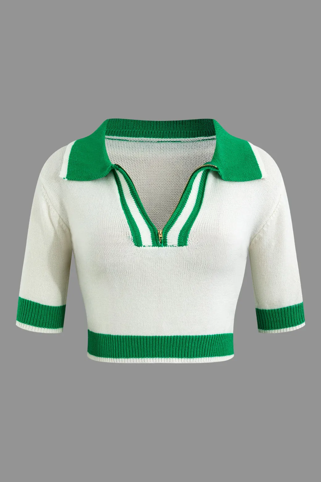 Contrast Collar Crop Knit Top And Mini Skirt Set
