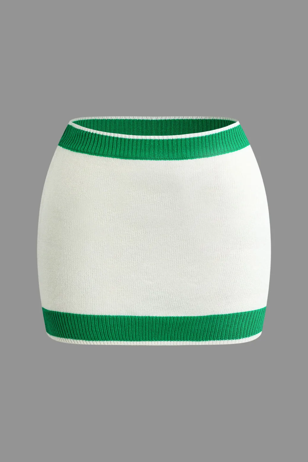 Contrast Collar Crop Knit Top And Mini Skirt Set