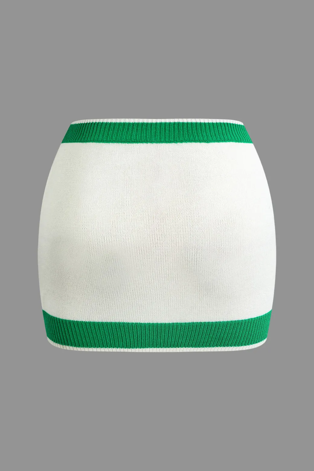 Contrast Collar Crop Knit Top And Mini Skirt Set
