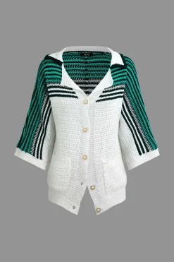 Contrast Crochet Short Sleeve Top
