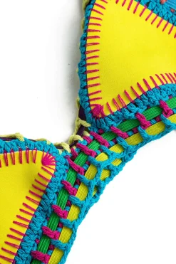 Contrast Crochet Trim Bikini Set