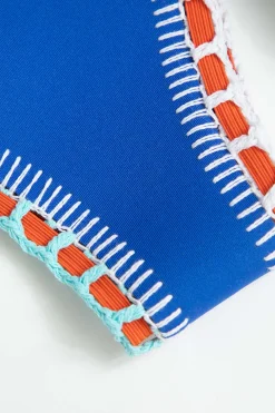 Contrast Crochet Trim Bikini Set