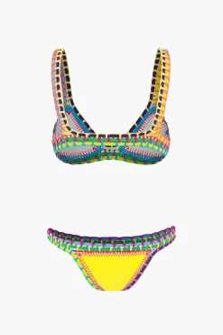 Contrast Crochet Trim Bikini Set