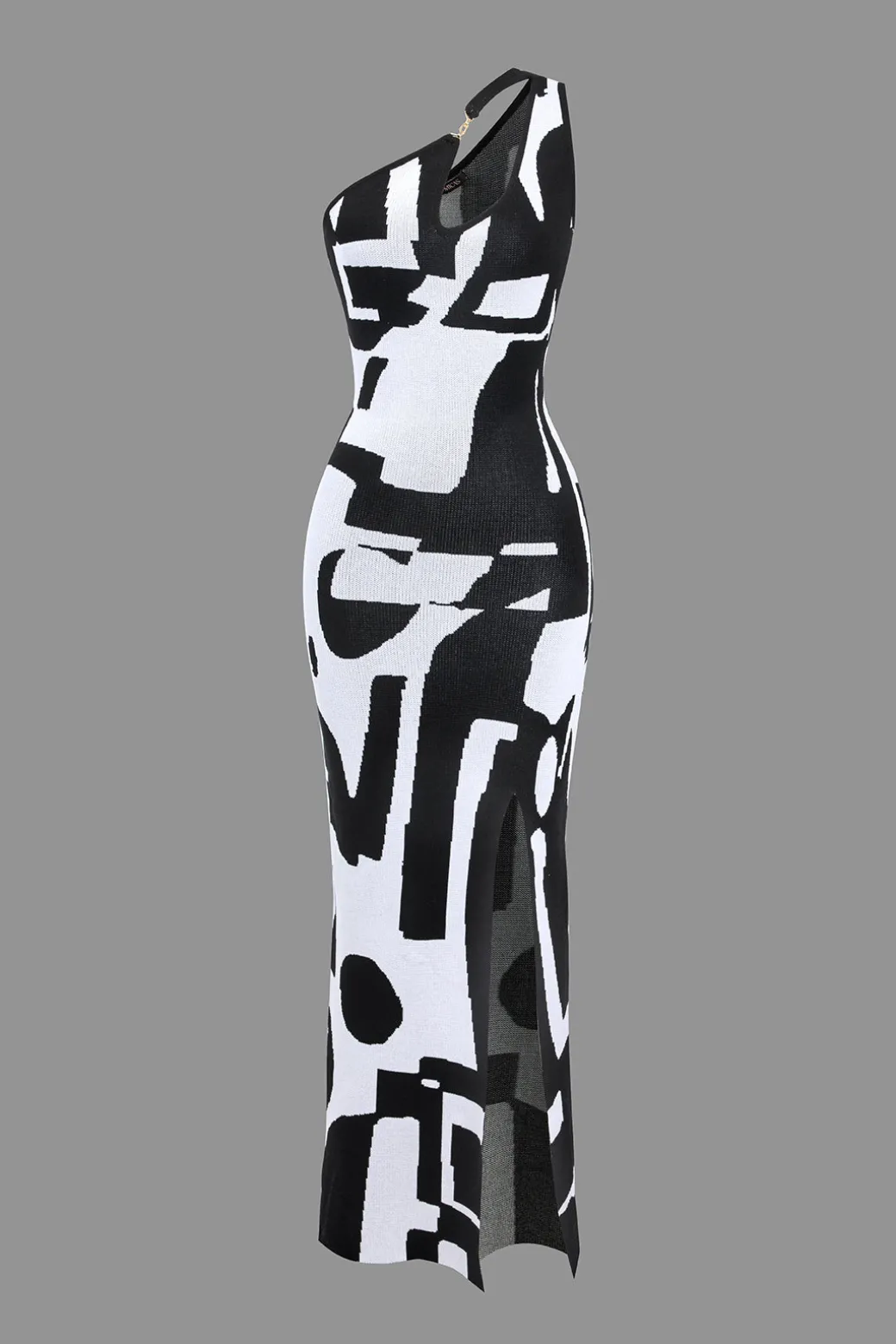 Contrast Cut Out Slit Sweater Dress