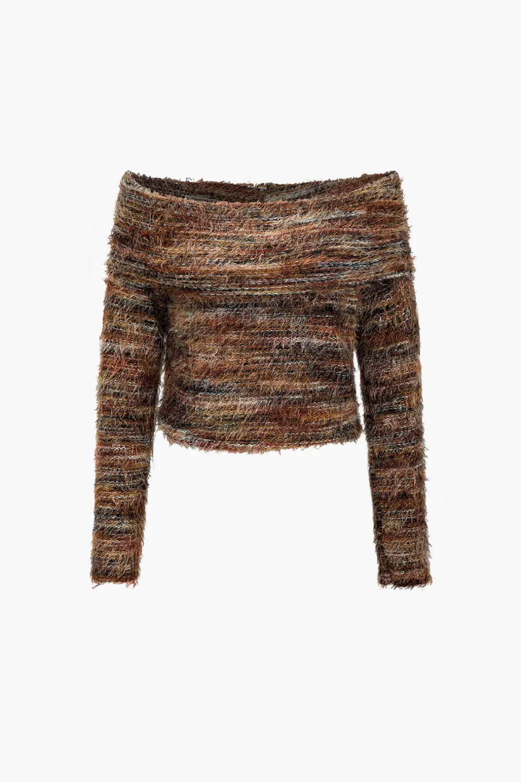 Contrast Faux Fur Sweater Long-Sleeve Top