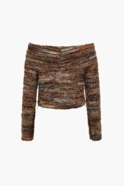 Contrast Faux Fur Sweater Long-Sleeve Top