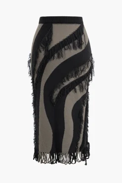 Contrast Fringe Skirt
