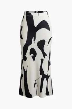 Contrast High Waist Midi Skirt