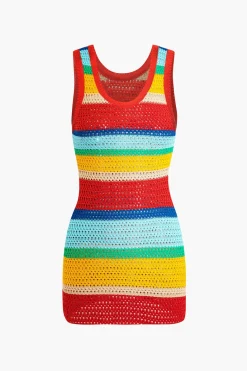 Contrast Hollow Out Tank Mini Dress