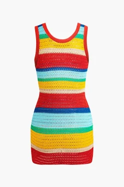 Contrast Hollow Out Tank Mini Dress
