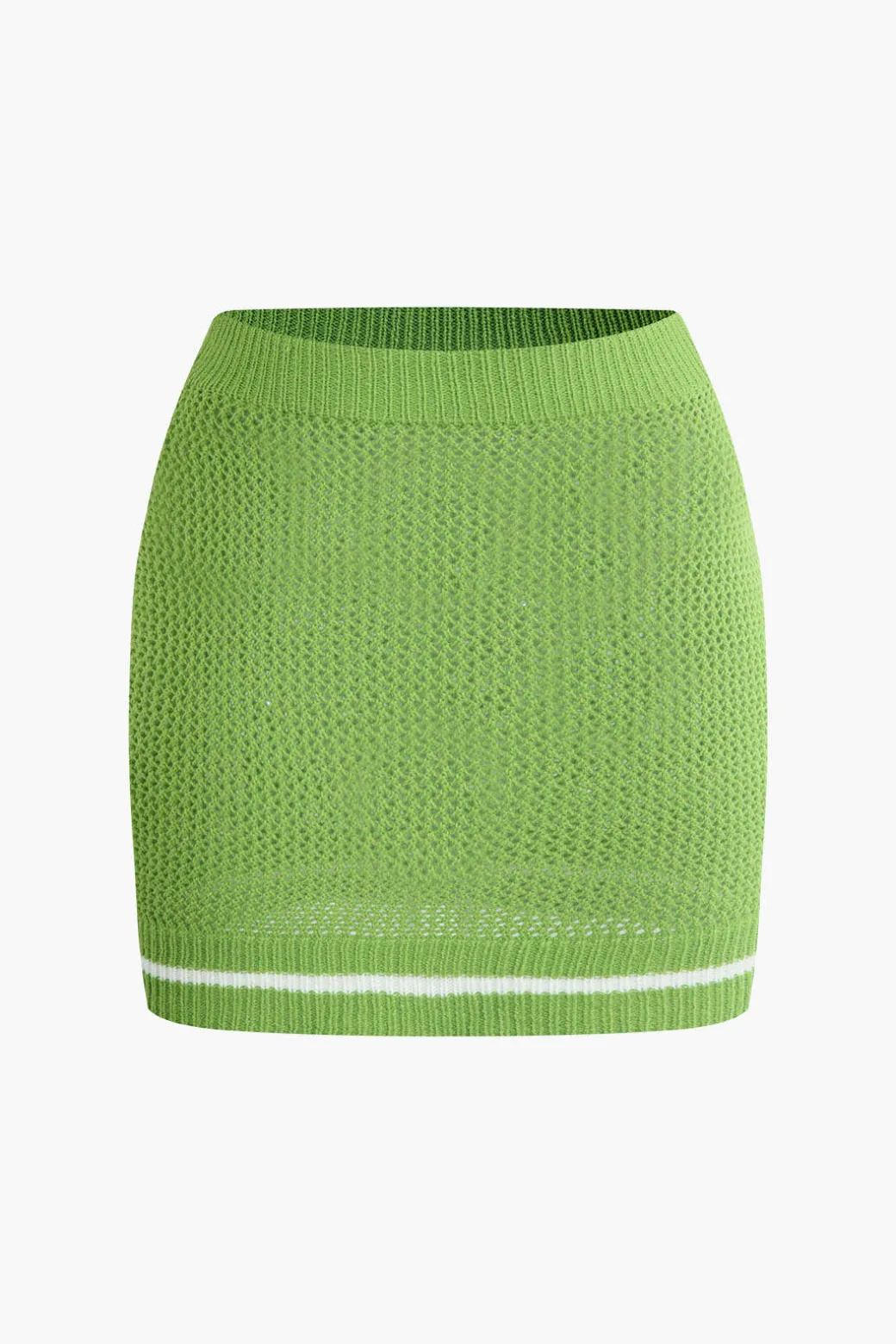 Contrast Hollow Out Tank Top And Mini Skirt Set