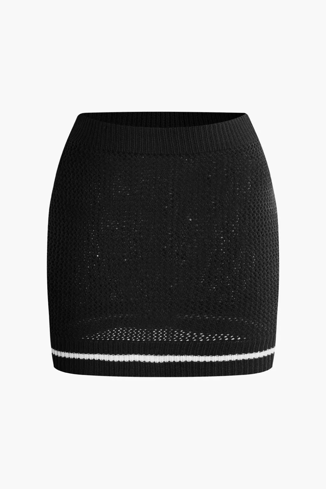 Contrast Hollow Out Tank Top And Mini Skirt Set