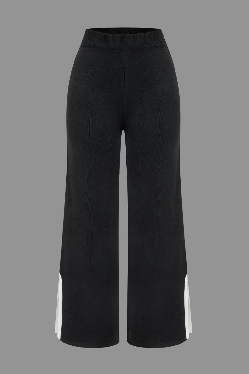 Contrast Knit Button Patchwork Top And Pants Set