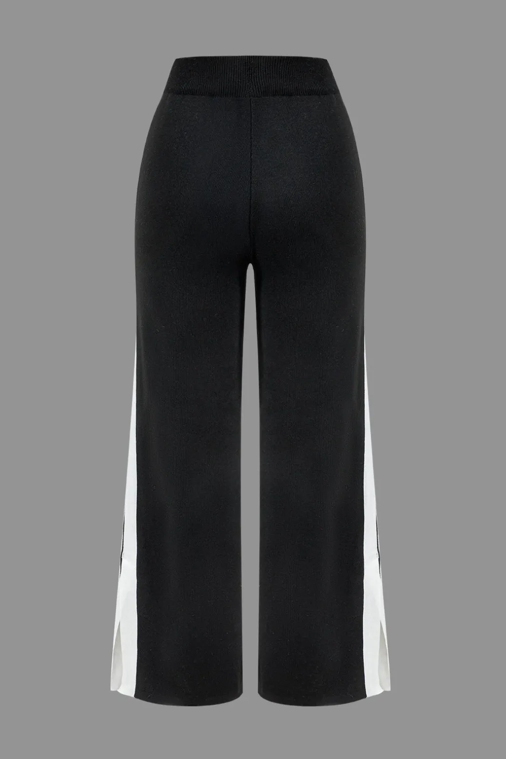 Contrast Knit Button Patchwork Top And Pants Set