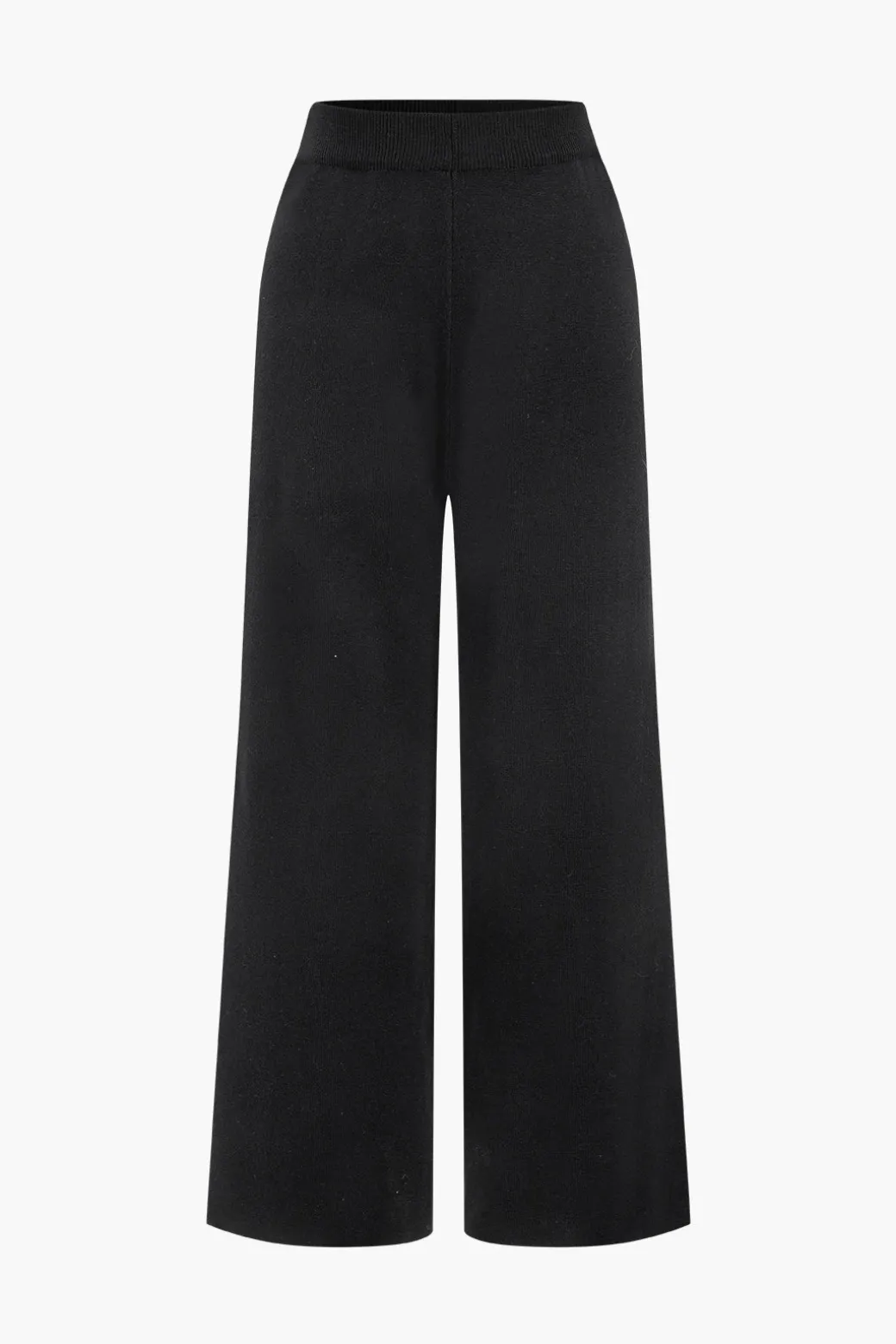 Contrast Knit Button Ruffle Top And Pants Set