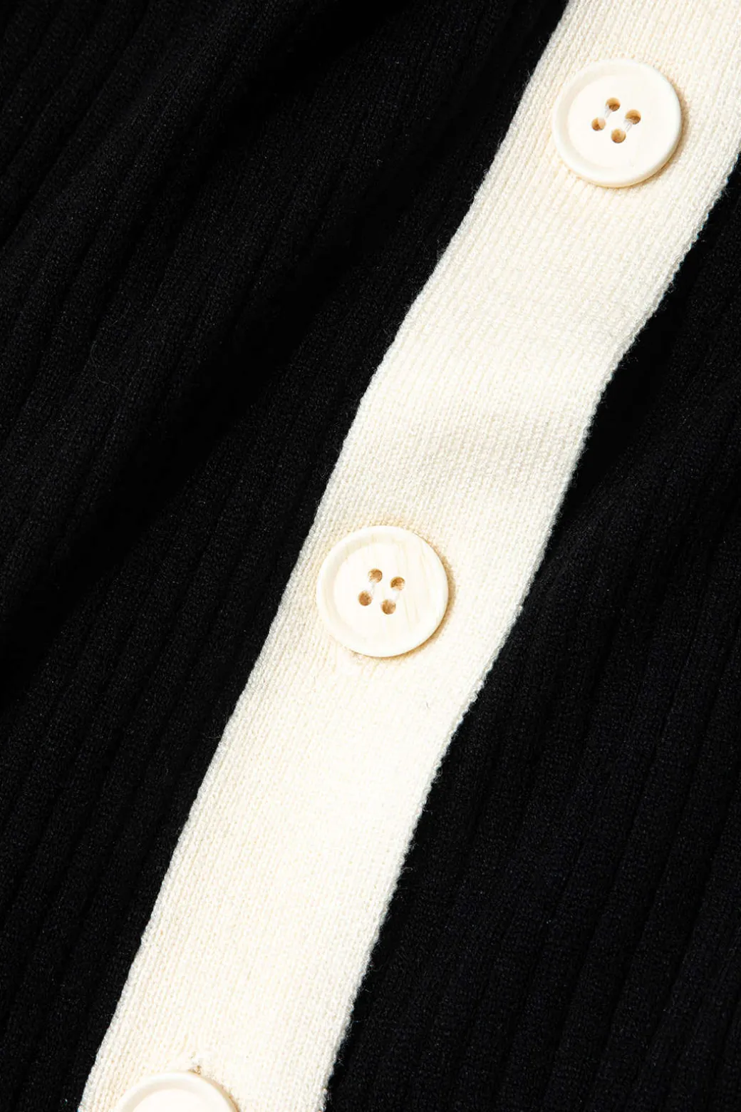 Contrast Knit Button Up Midi Dress